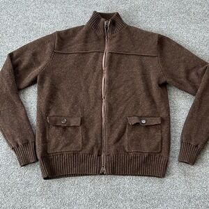 Beretta Sweater Mens Medium Brown Wool Blend Full Zip Lined Pockets Hunting